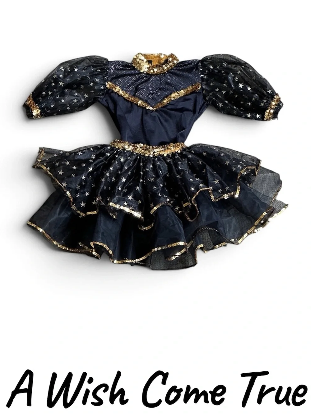 A Wish Come True -Sz S Adult- Black and Gold Star Tutu Costume